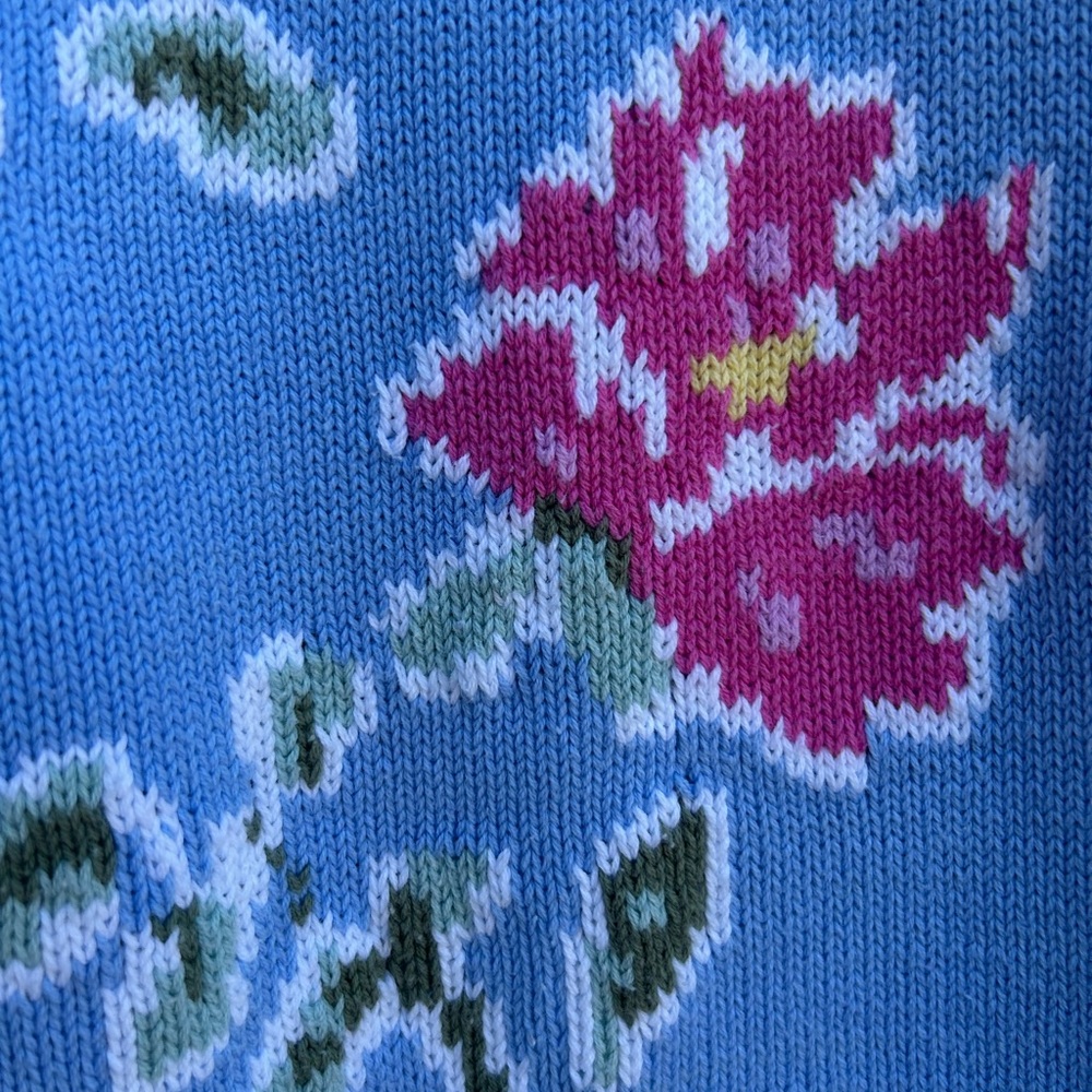 Tabi International Blue Floral Cotton Embroidered Sweater - M - Picture 4 of 7